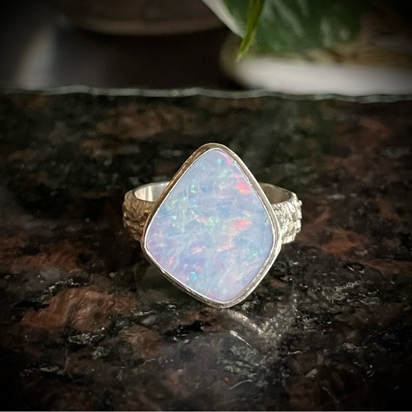 Pastel Australian Opal Sterling Silver Ring new